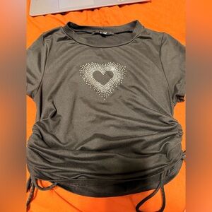 Papaya Black Heart Embellished Crop Top